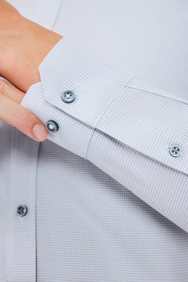 Wrinkle-Free Twill Dress Shirt  | Grey Check 10519N