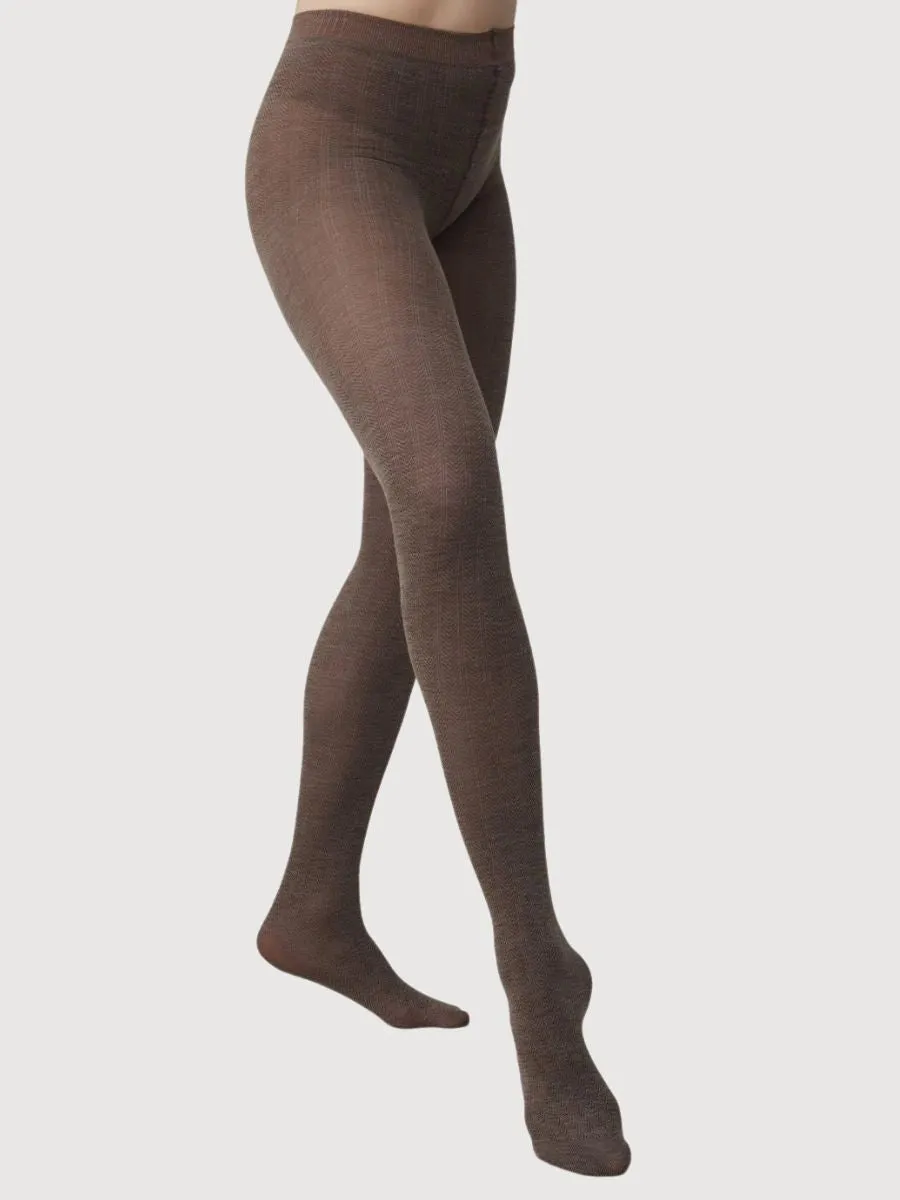 Ylva Brown Organic Wool Tights | Swedish Stockings