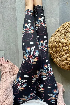 Yoga Waist 5" Dream Catcher Boho Print Leggings